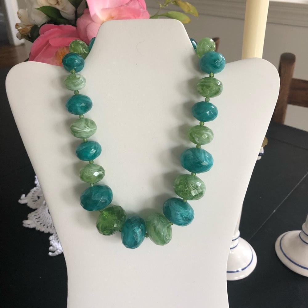 Graziano Green Blue acrylic beaded necklace